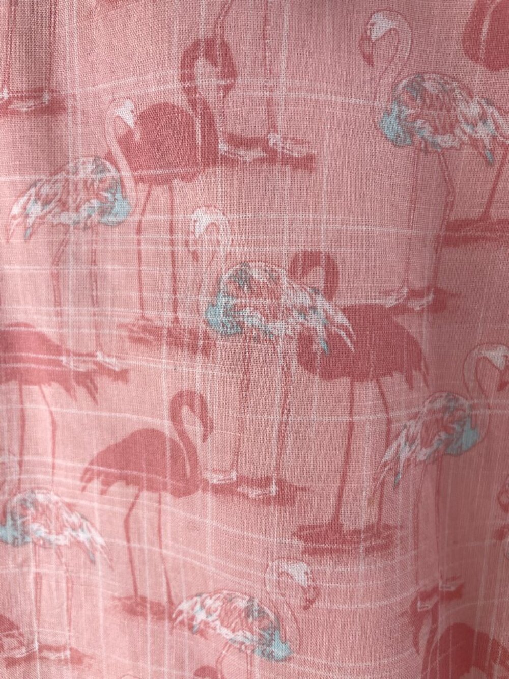 IZOD Saltwater XL Pink Flamingo Print Cotton Short Sleeve Button Up Shirt - Picture 2 of 6